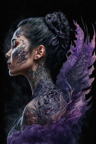 a_young_woman_with_purple_smoke_dragon_tatt